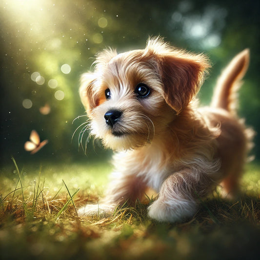 Puppy playing in the garden