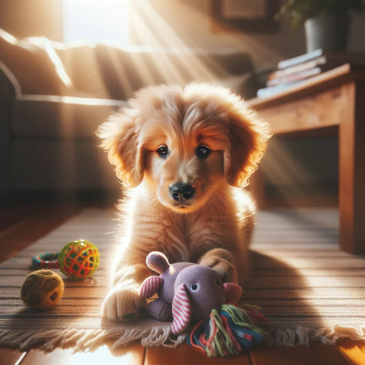 Puppy exploring the living room