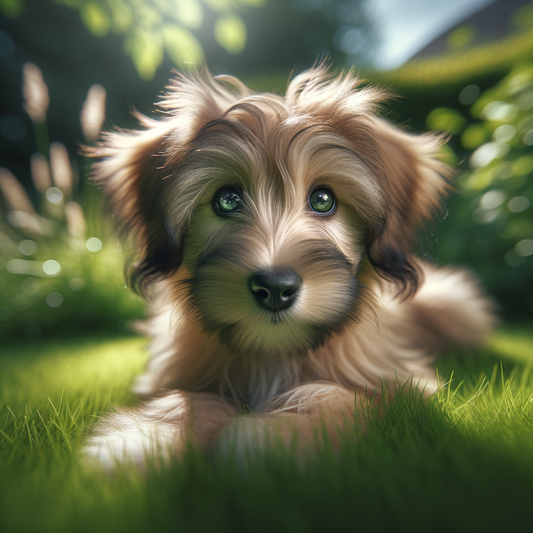Puppy lying on the grass
